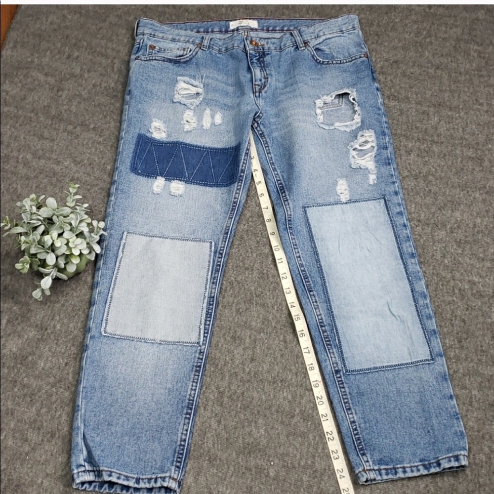 Mango Nancy Slim Distressed Patchwork Ripped Jeans - Picture 3 of 7